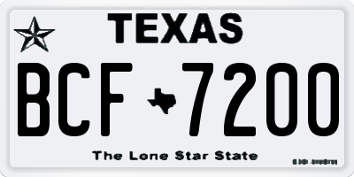 TX license plate BCF7200