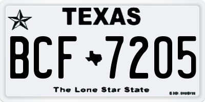 TX license plate BCF7205