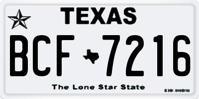 TX license plate BCF7216