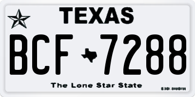 TX license plate BCF7288
