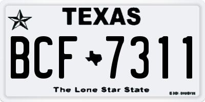 TX license plate BCF7311