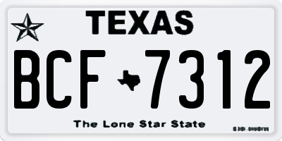 TX license plate BCF7312