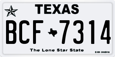 TX license plate BCF7314