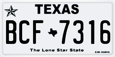 TX license plate BCF7316