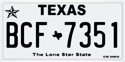 TX license plate BCF7351