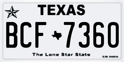 TX license plate BCF7360