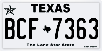 TX license plate BCF7363