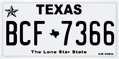 TX license plate BCF7366