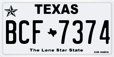 TX license plate BCF7374