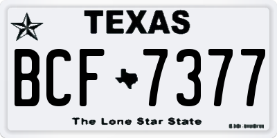 TX license plate BCF7377