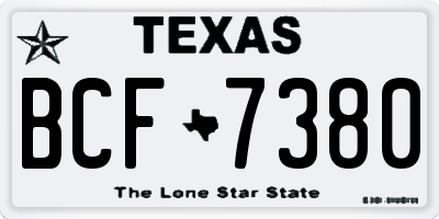 TX license plate BCF7380