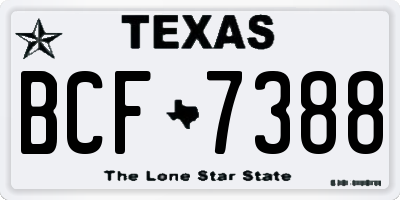 TX license plate BCF7388