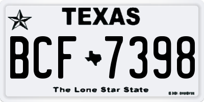 TX license plate BCF7398