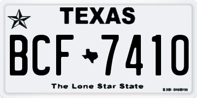 TX license plate BCF7410