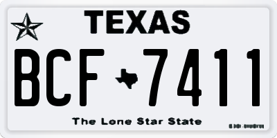 TX license plate BCF7411