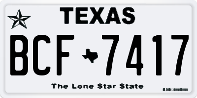 TX license plate BCF7417
