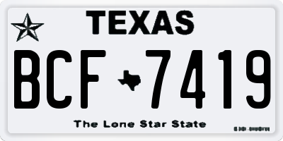 TX license plate BCF7419
