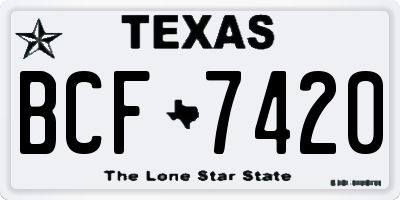 TX license plate BCF7420