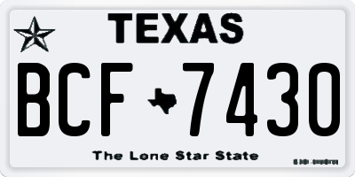 TX license plate BCF7430