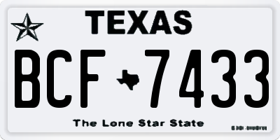 TX license plate BCF7433
