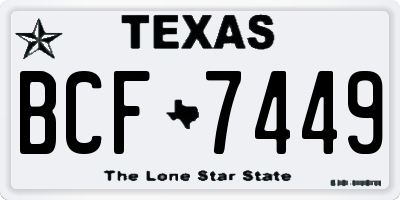 TX license plate BCF7449