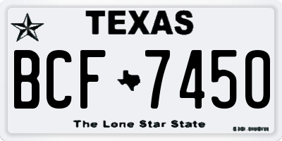 TX license plate BCF7450