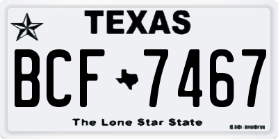 TX license plate BCF7467