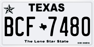 TX license plate BCF7480