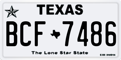 TX license plate BCF7486
