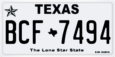 TX license plate BCF7494