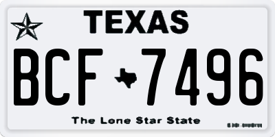 TX license plate BCF7496