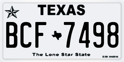 TX license plate BCF7498