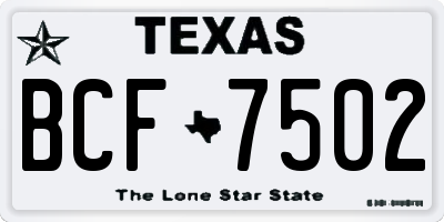 TX license plate BCF7502