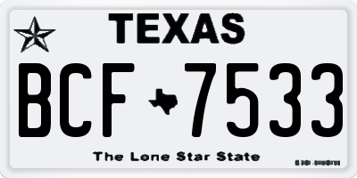 TX license plate BCF7533