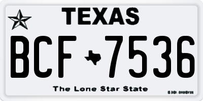TX license plate BCF7536