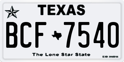 TX license plate BCF7540