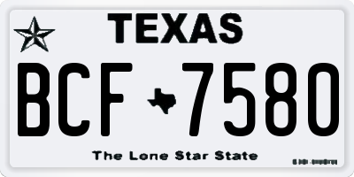 TX license plate BCF7580