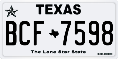 TX license plate BCF7598