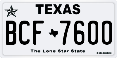 TX license plate BCF7600