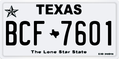 TX license plate BCF7601