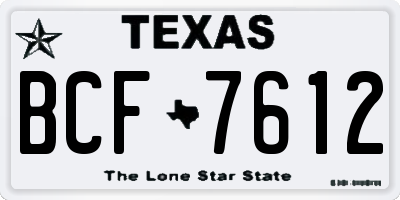 TX license plate BCF7612