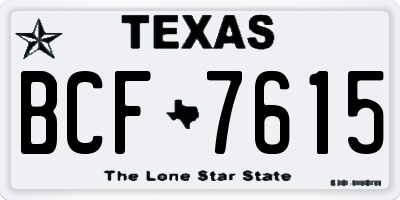TX license plate BCF7615