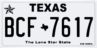 TX license plate BCF7617