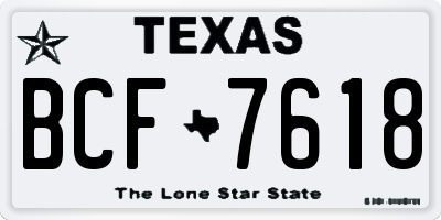 TX license plate BCF7618
