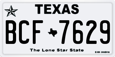 TX license plate BCF7629