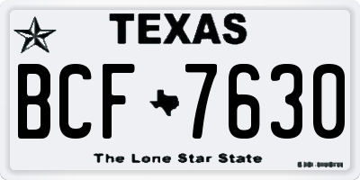TX license plate BCF7630