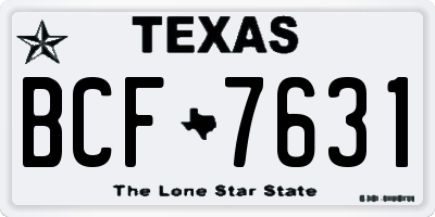 TX license plate BCF7631