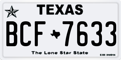 TX license plate BCF7633