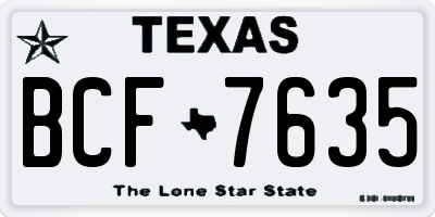 TX license plate BCF7635