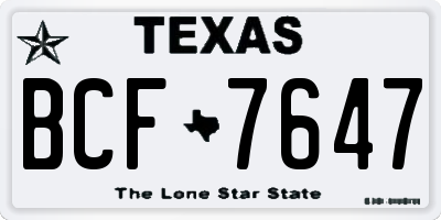 TX license plate BCF7647